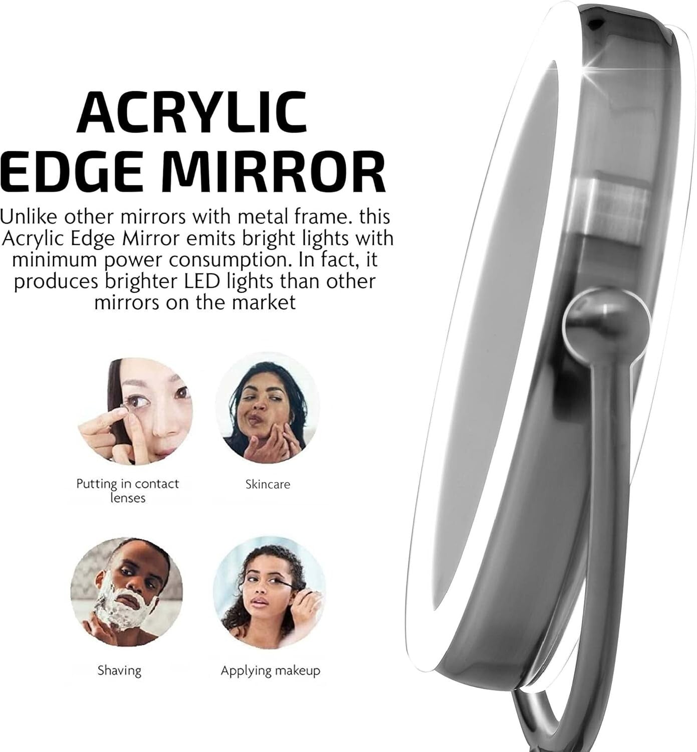 7.5" Lighted Wall Mount Makeup Mirror - 1X/10X Dual Magnification & Dimmable LED