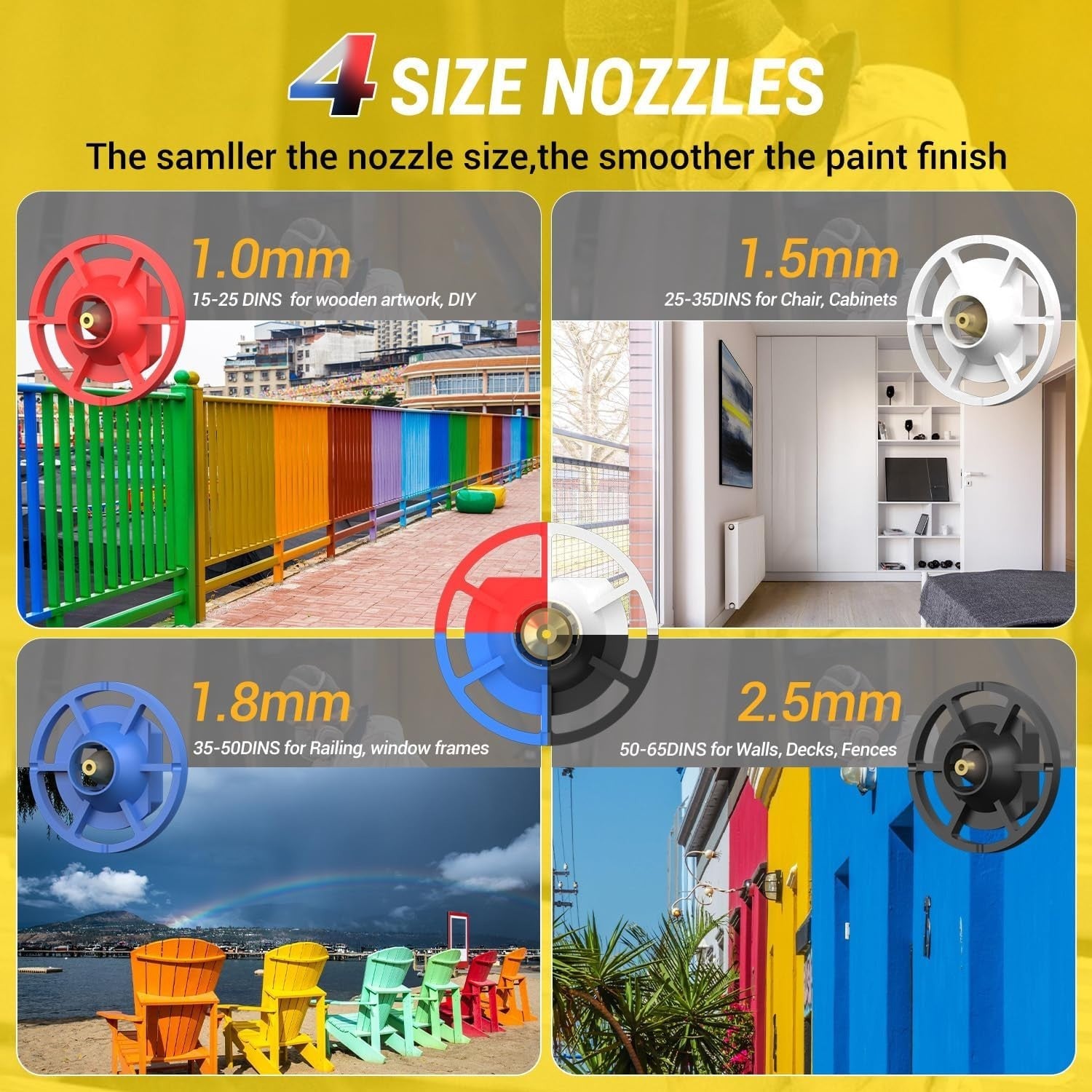 Effortless Cordless 1200ml Paint Sprayer with 8 Copper Nozzles for All Surfaces