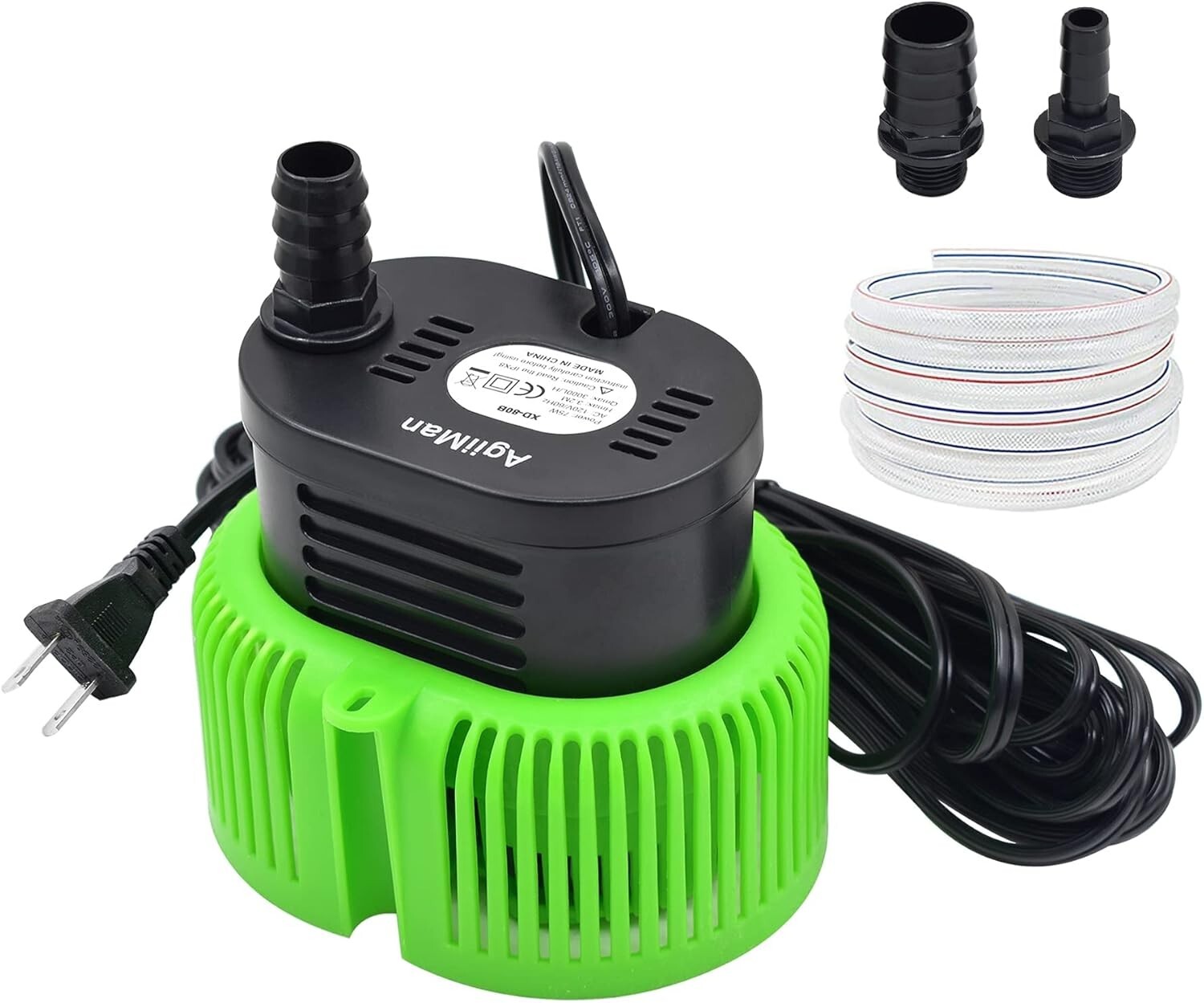 Durable Submersible Swimming Pool Pump with 3 Adapters & Long Drainage Hose
