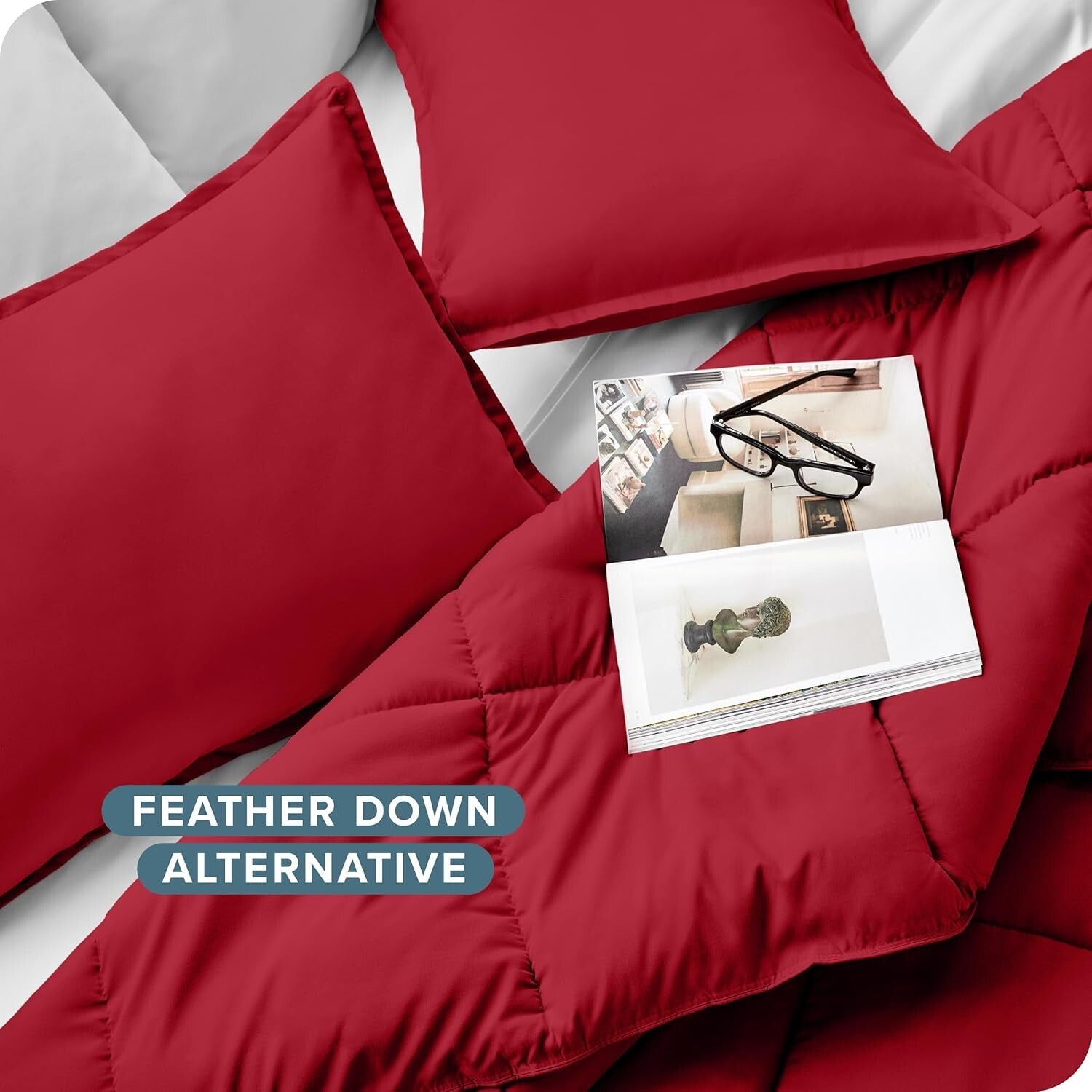All-Season Ultra-Soft Comforter Set for Oversized King Beds - Red & Modern Look