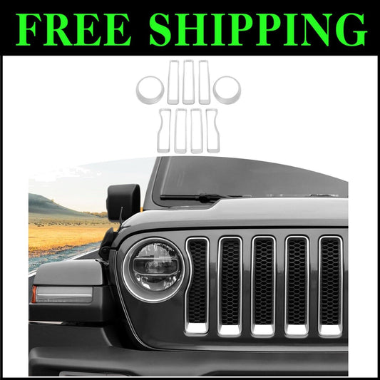 Stylish Chrome Grille Insert & Headlight Cover for Jeep Wrangler JL 2018-2022