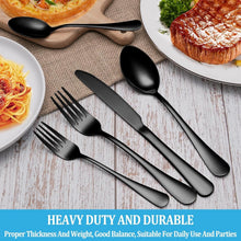 Load image into Gallery viewer, Retro-Inspired 50-Piece Black Stainless Steel Flatware Set for Stylish Dining