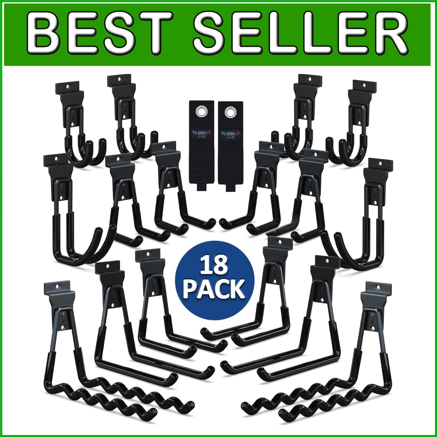 18-Piece Heavy-Duty Slatwall Hook Set - Multi-Sized Space Savers in Black