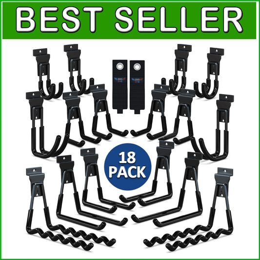 18-Piece Heavy-Duty Slatwall Hook Set - Multi-Sized Space Savers in Black