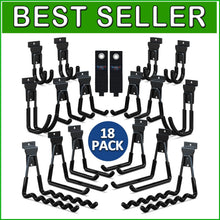 Load image into Gallery viewer, 18-Piece Heavy-Duty Slatwall Hook Set - Multi-Sized Space Savers in Black