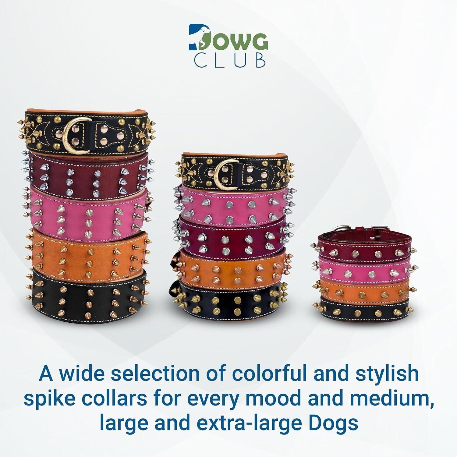 Stylish Spiked Leather Dog Collar for Large Breeds - Comfort and Safety Combined