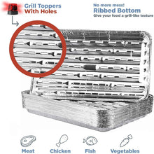 Load image into Gallery viewer, Versatile 25-Pack BBQ Grill Liners | Dishwasher Safe Aluminum Cooking Trays