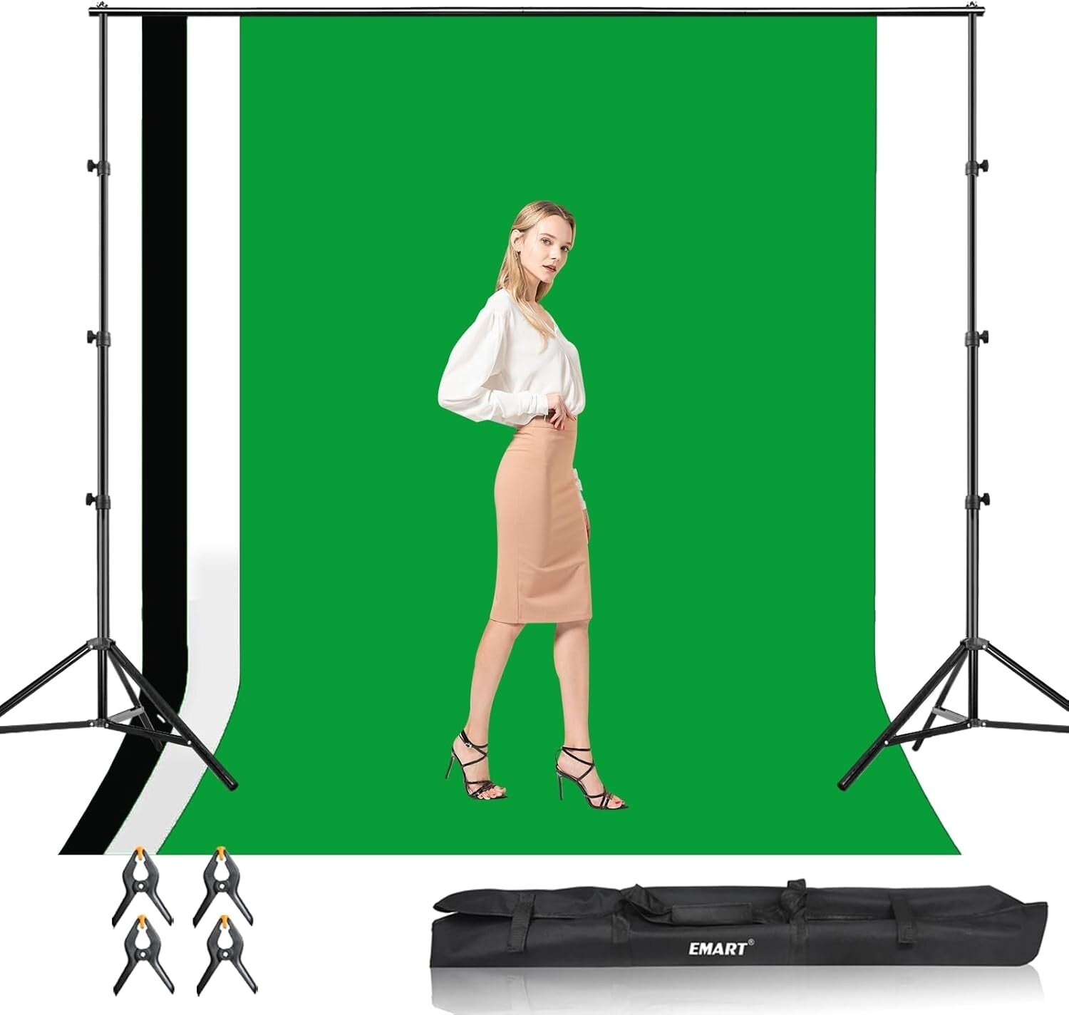 Adjustable 8.5x10ft Photo Studio Backdrop Stand with 3 Wrinkle-Resistant Styles