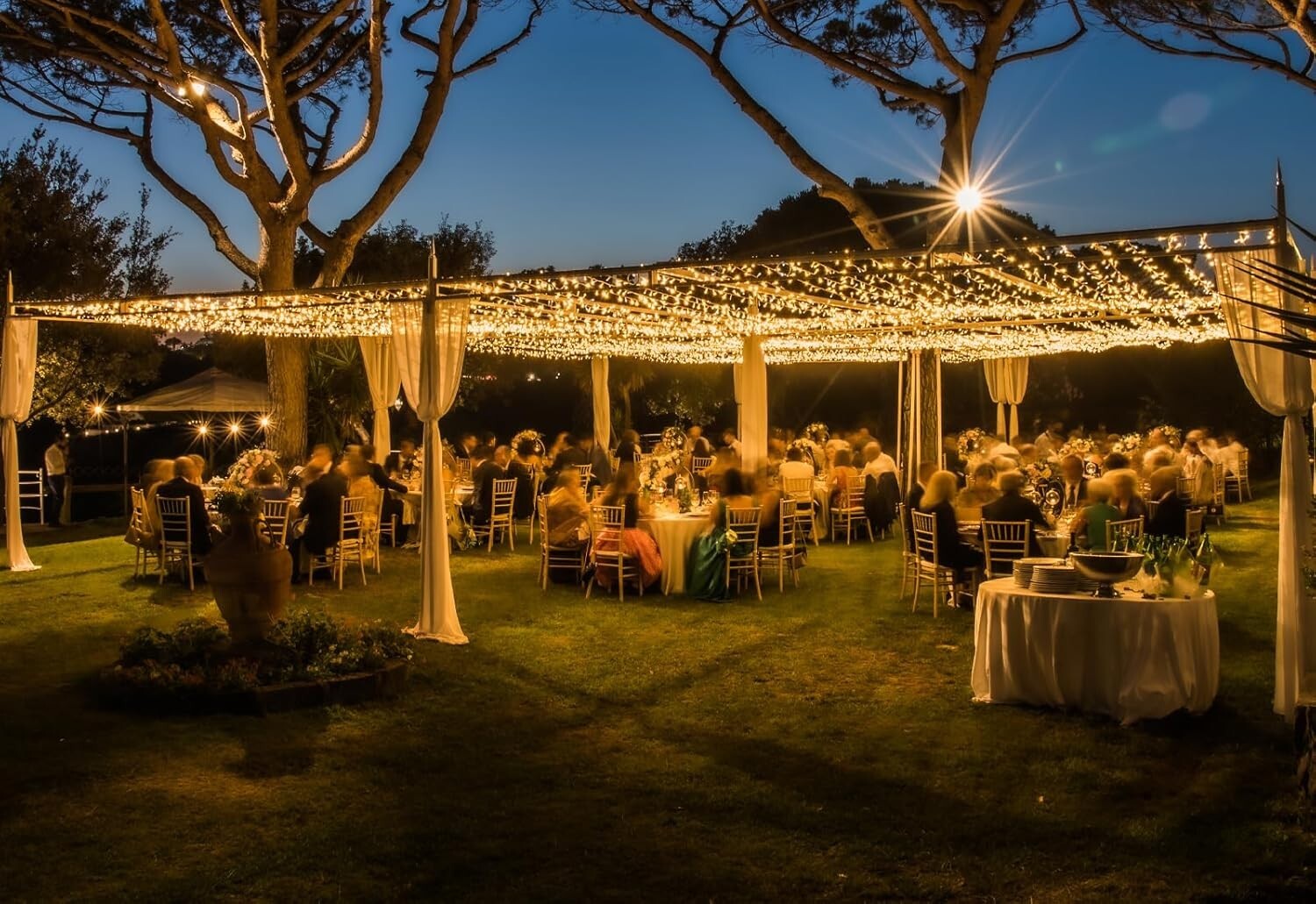 8 Mode Warm White LED Curtain Lights - Perfect for Weddings and Festive Decor