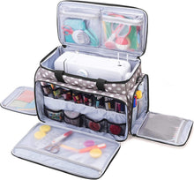 Load image into Gallery viewer, Heavy-Duty Gray Dots Travel Case for Sewing Machine with Removable Padding