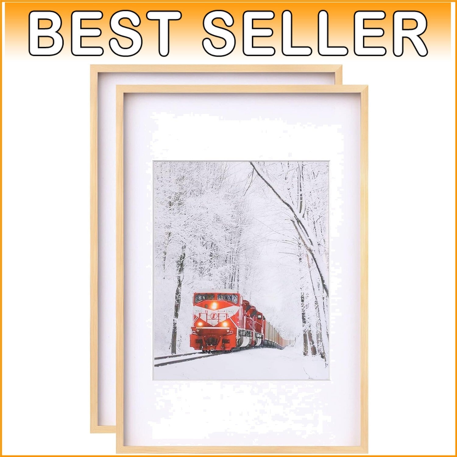 Durable Natural Wood Poster Frame Set, Shatterproof 24x36 for Cherished Moments