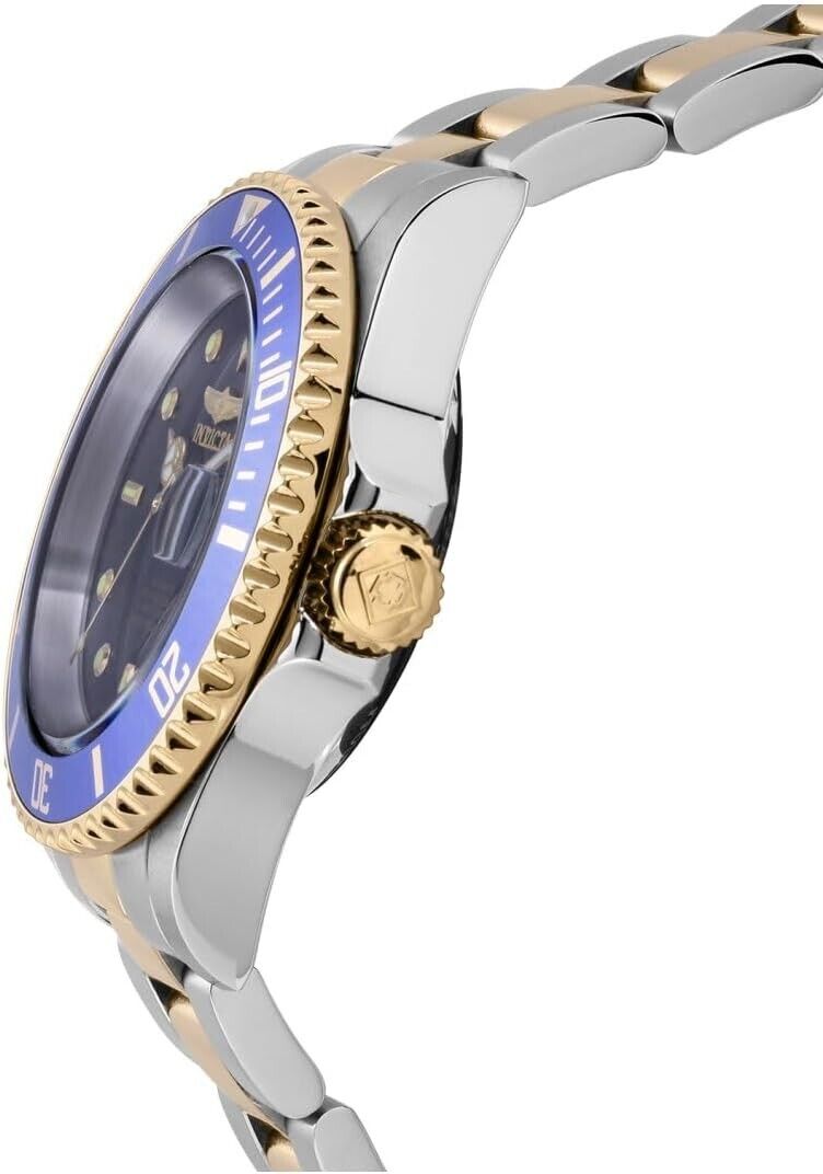 Elegant Men's 40mm Automatic Diver's Watch with Luminous Features & Blue Bezel
