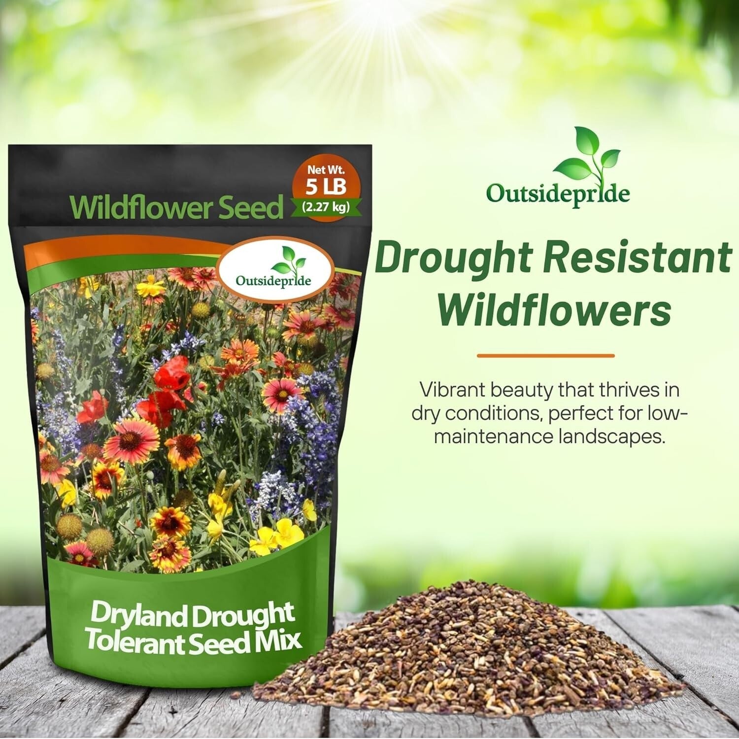 5 lbs. Heirloom Wildflower Seeds – Drought-Tolerant Mix for Full Sun & Shade