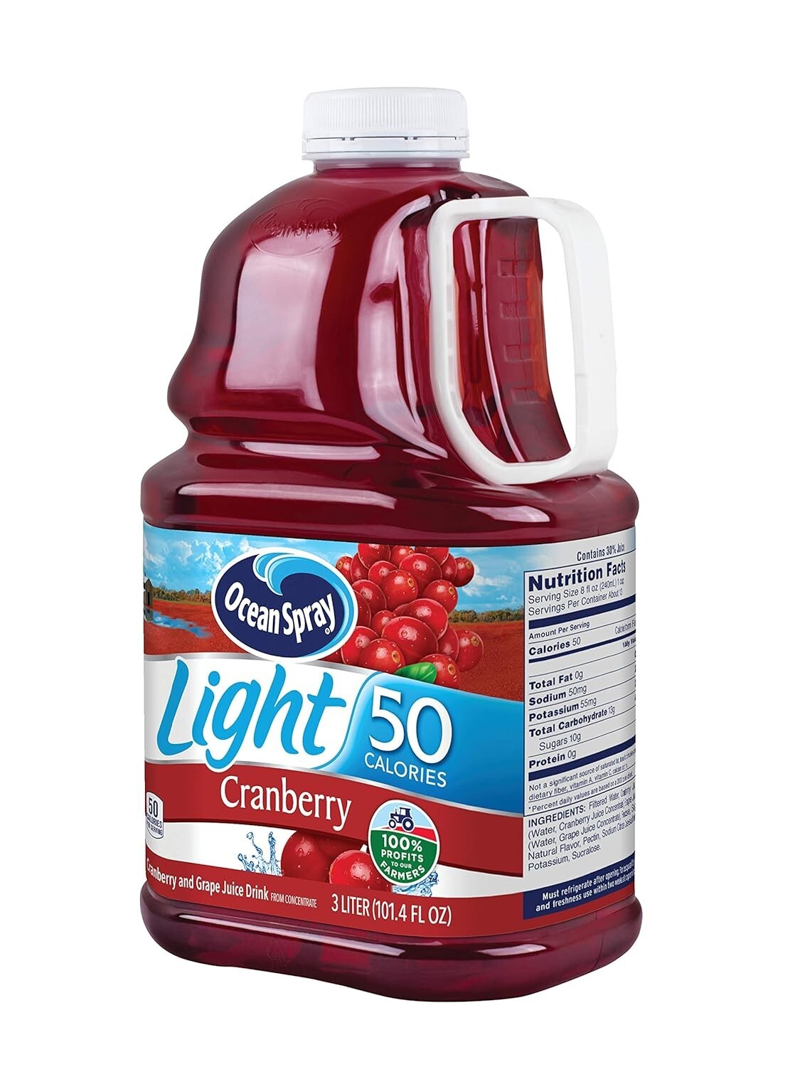 Cran50 Cranberry Juice Drink - 101.4 Fl Oz Pack of 6, 50 Calories per Serving