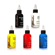 Load image into Gallery viewer, Professional 5-Bottle Tattoo Ink Set, 30ml each - Mixable Colors for Artists
