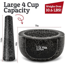 Load image into Gallery viewer, Large Black Granite Mortar and Pestle with Non-Slip Base - Perfect for Sauces