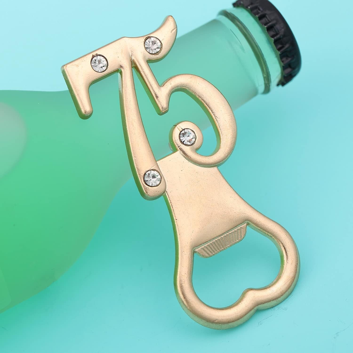 36-Pack Gold Rhinestone Bottle Openers for 75th Birthday & Anniversary Parties