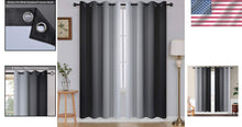 Load image into Gallery viewer, Soft Gradient Black and Grey Grommet Curtains, 2 Panels 52x72 - Noise Reduction