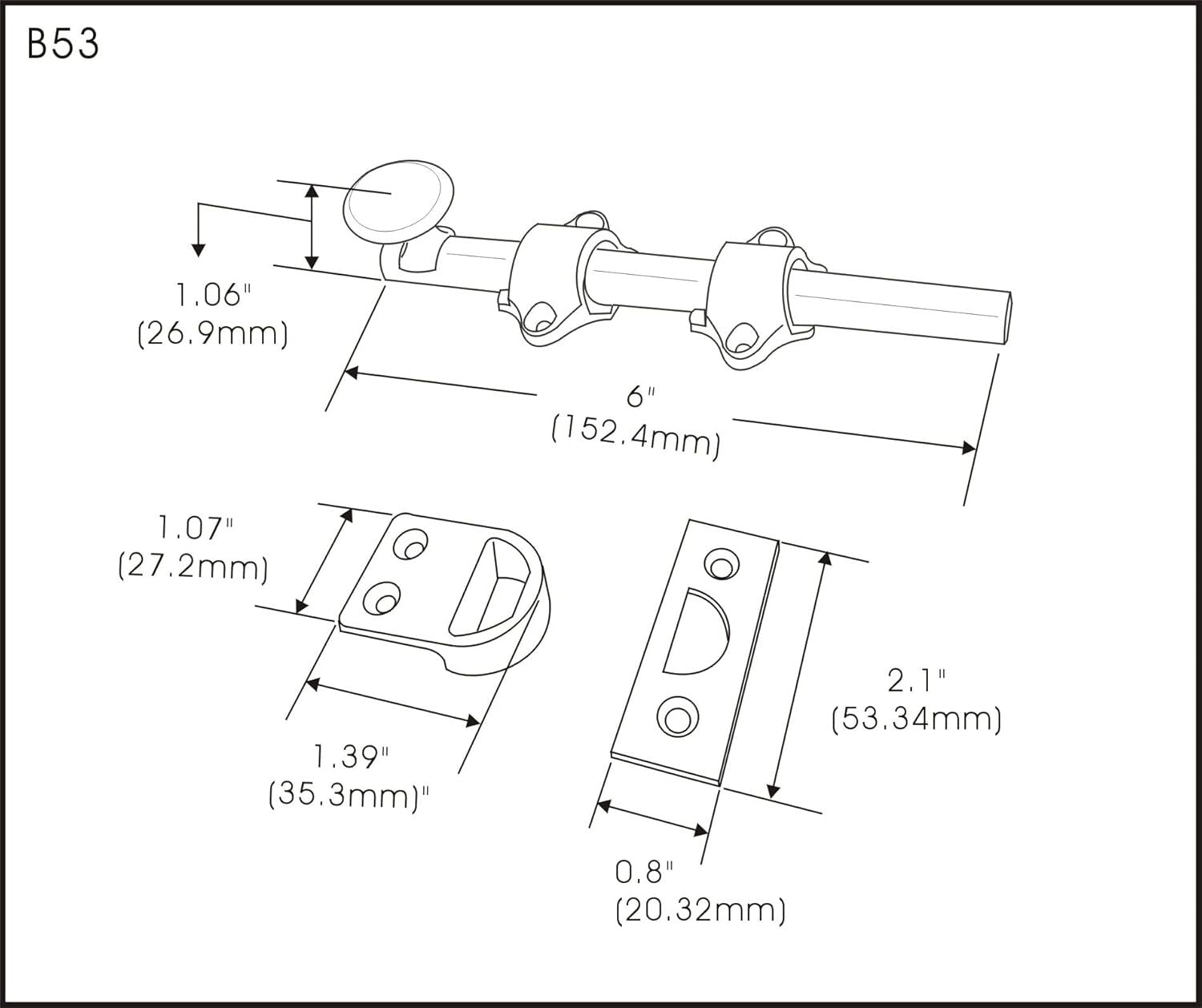 2-Pack Solid Brass Door Bolt 6" - Durable & Stylish Polished Brass Hardware