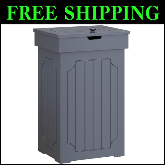 Elegant 13 Gallon Trash Bin with Lid - Durable Eco-Friendly Wooden Design