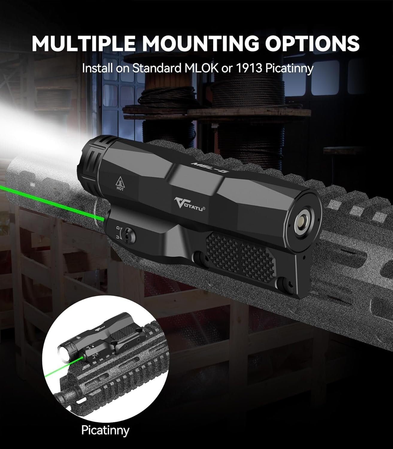 Picatinny M-LOK Tactical Flashlight with Touch Pad & 2400 Lumens Light Power