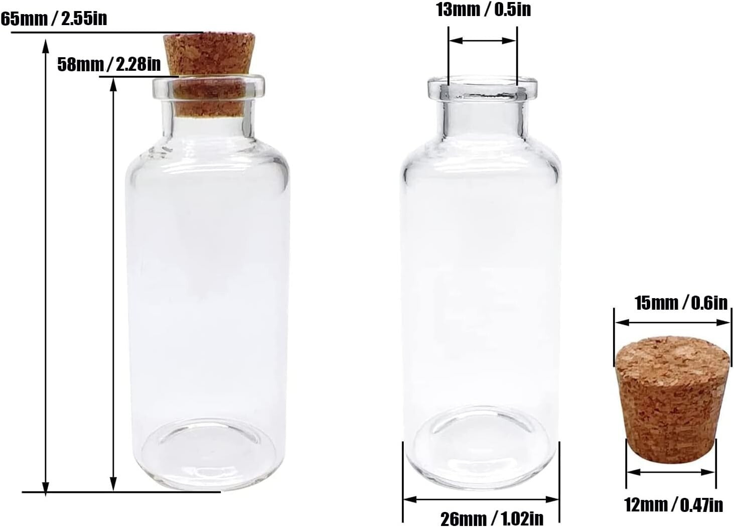 160 Mini Glass Bottles 20ml with Leakproof Stoppers - Perfect for Wedding Favors