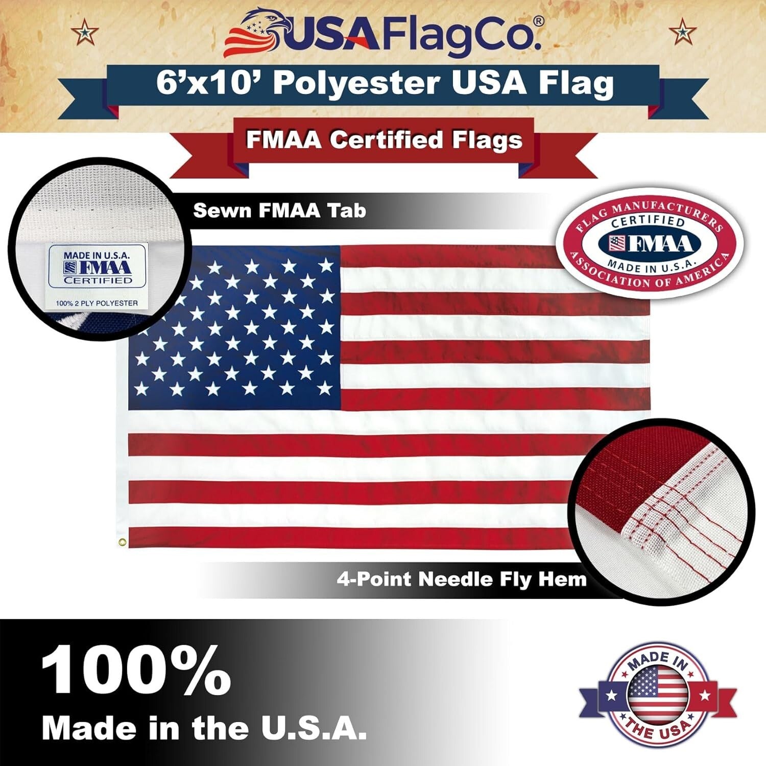 Durable 6'x10' Outdoor American Flag - Weatherproof & Fade Resistant Design