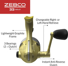 Load image into Gallery viewer, Versatile 33 Gold Spincast Reel - Changeable Retrieve &amp; Easy-to-Use Cajun Line