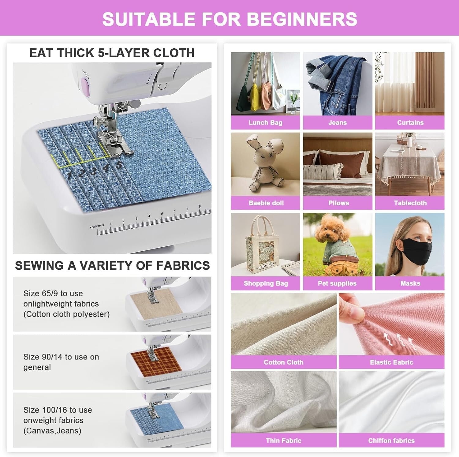 Beginner-Friendly Mini Sewing Machine with Foot Pedal & Stylish Design for Kids