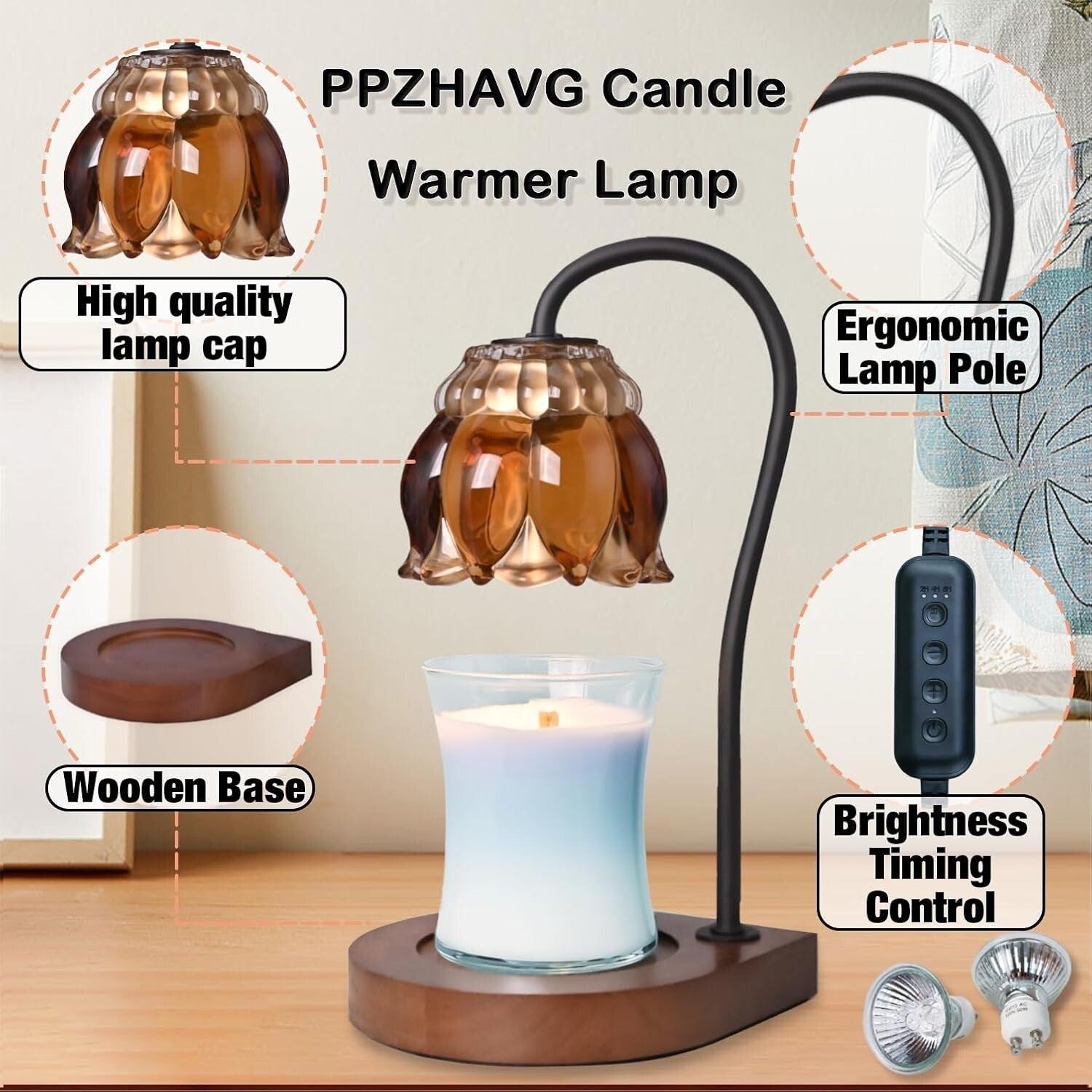 Elegant Candle Lamp with Adjustable Brightness and Timer - Home Decor Essential