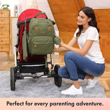 Load image into Gallery viewer, Stylish Unisex Diaper Bag Backpack with Changing Pad &amp; Stroller Straps - Green