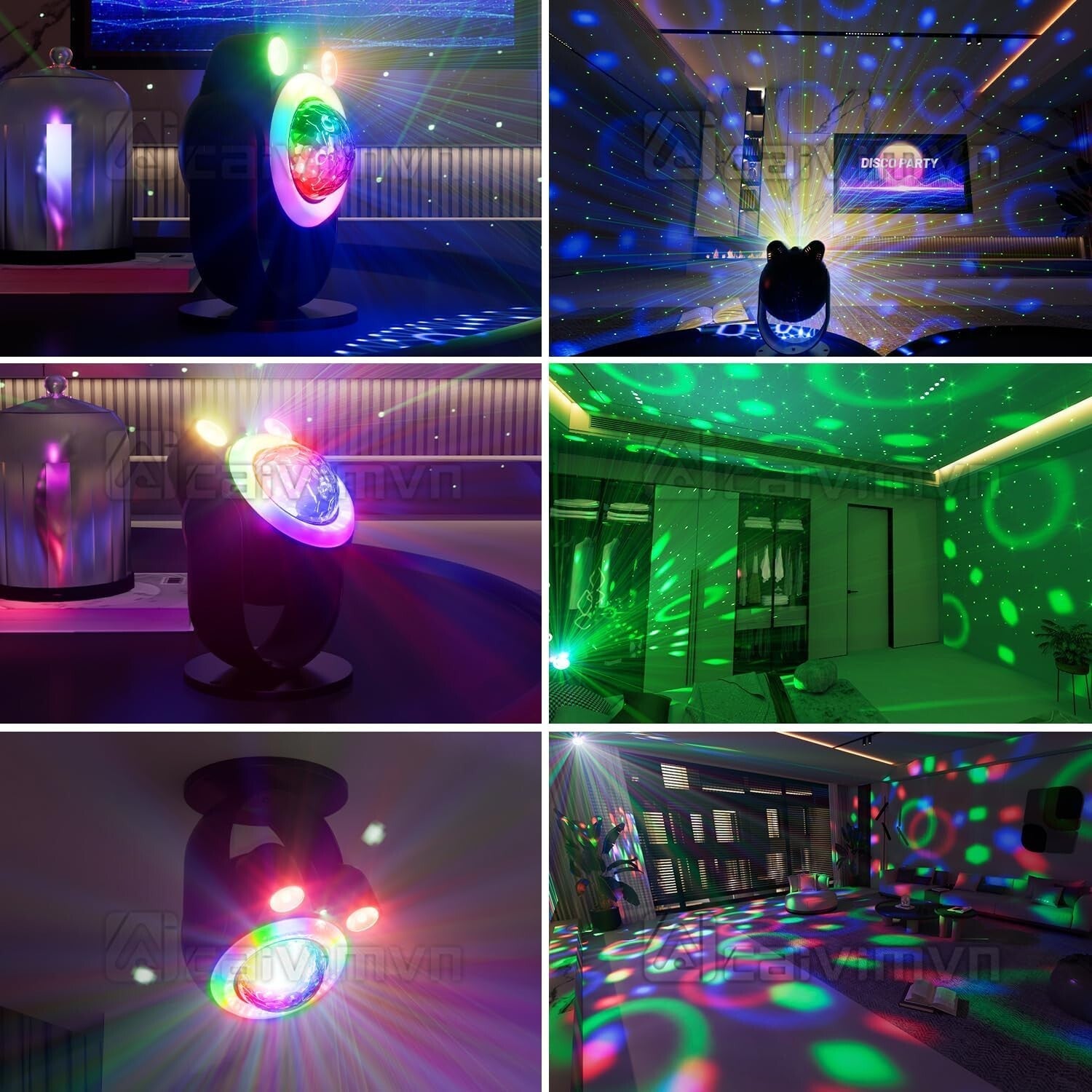 Dynamic Sound Activated Party Lights with Strobe and Star Projector Features