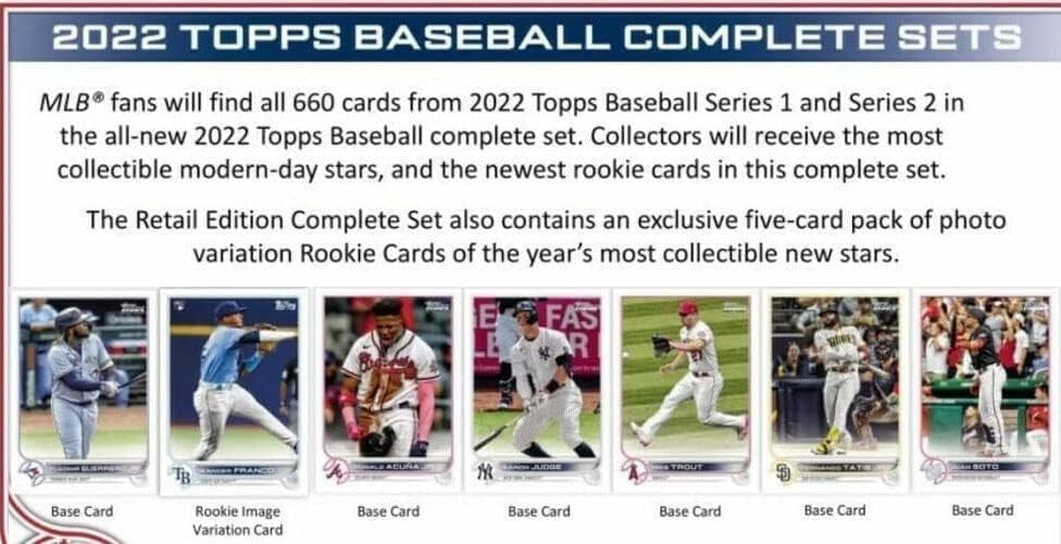 2022 Factory Sealed Baseball Complete Set - Includes Rookie Stars: Ohtani, Trout