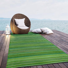 Load image into Gallery viewer, Eco-Friendly Cancun Green Outdoor Rug - Striped &amp; Stain Resistant - 4x6 ft
