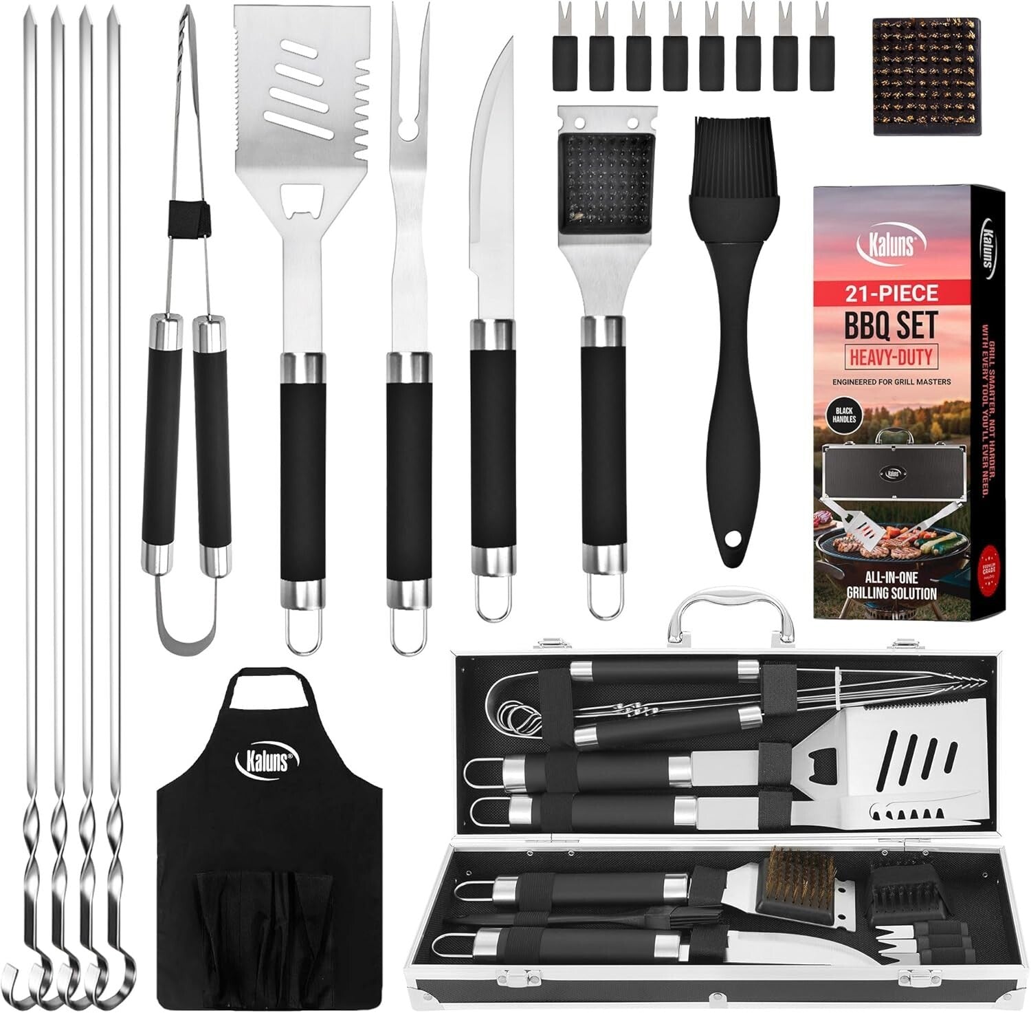 Deluxe Stainless Steel BBQ Tool Set with Aluminum Case for Grilling Enthusiasts