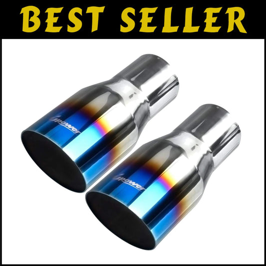 Pack of 2 Blue Burnt 304 Stainless Steel Exhaust Tips - 2.5" Inlet, 3.5" Outlet