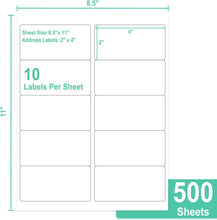 Load image into Gallery viewer, Premium 2" x 4" Printable Labels - 500 Sheets for Shipping, Address, and More