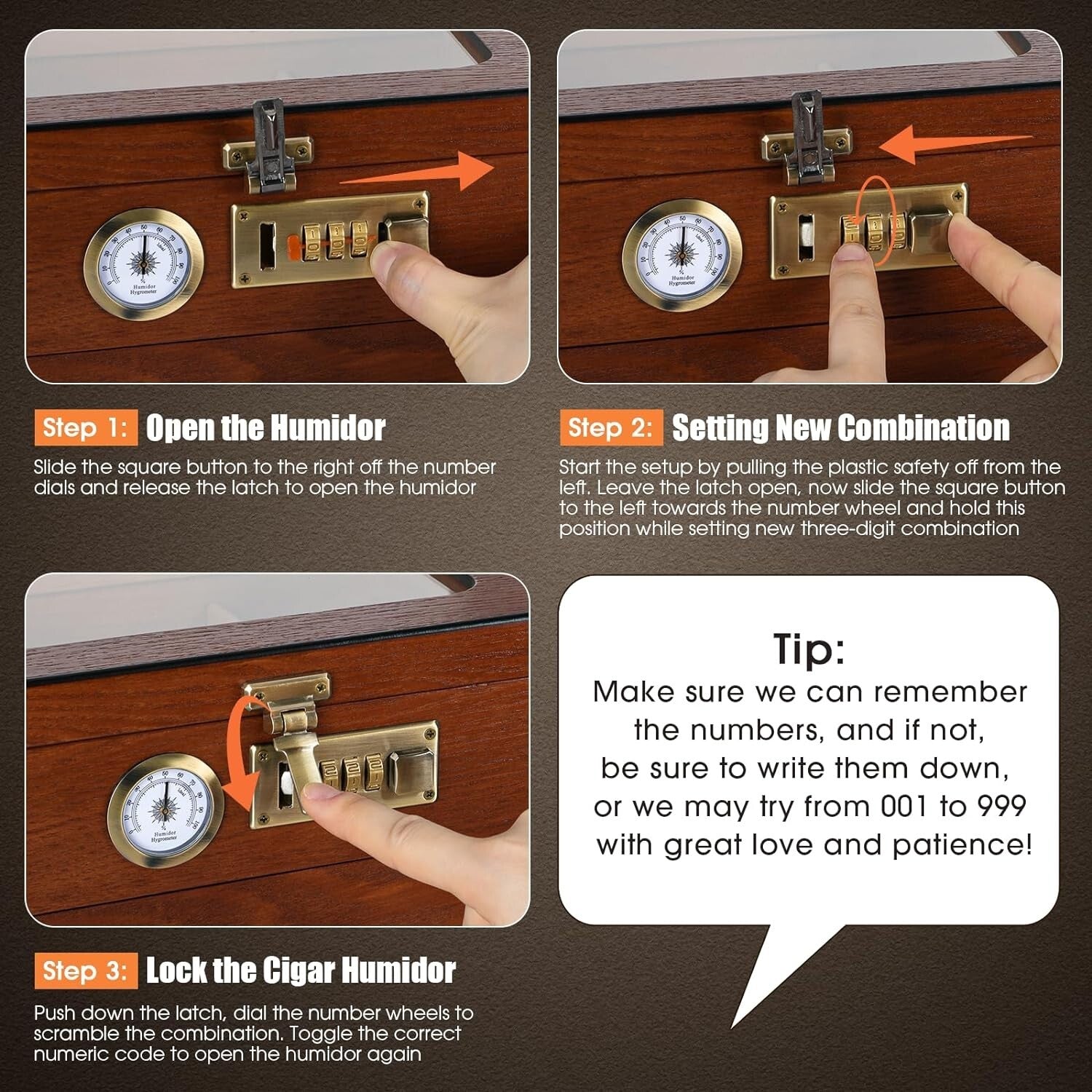 Stylish Desktop Cigar Box with Humidification & Security Features - Perfect Gift