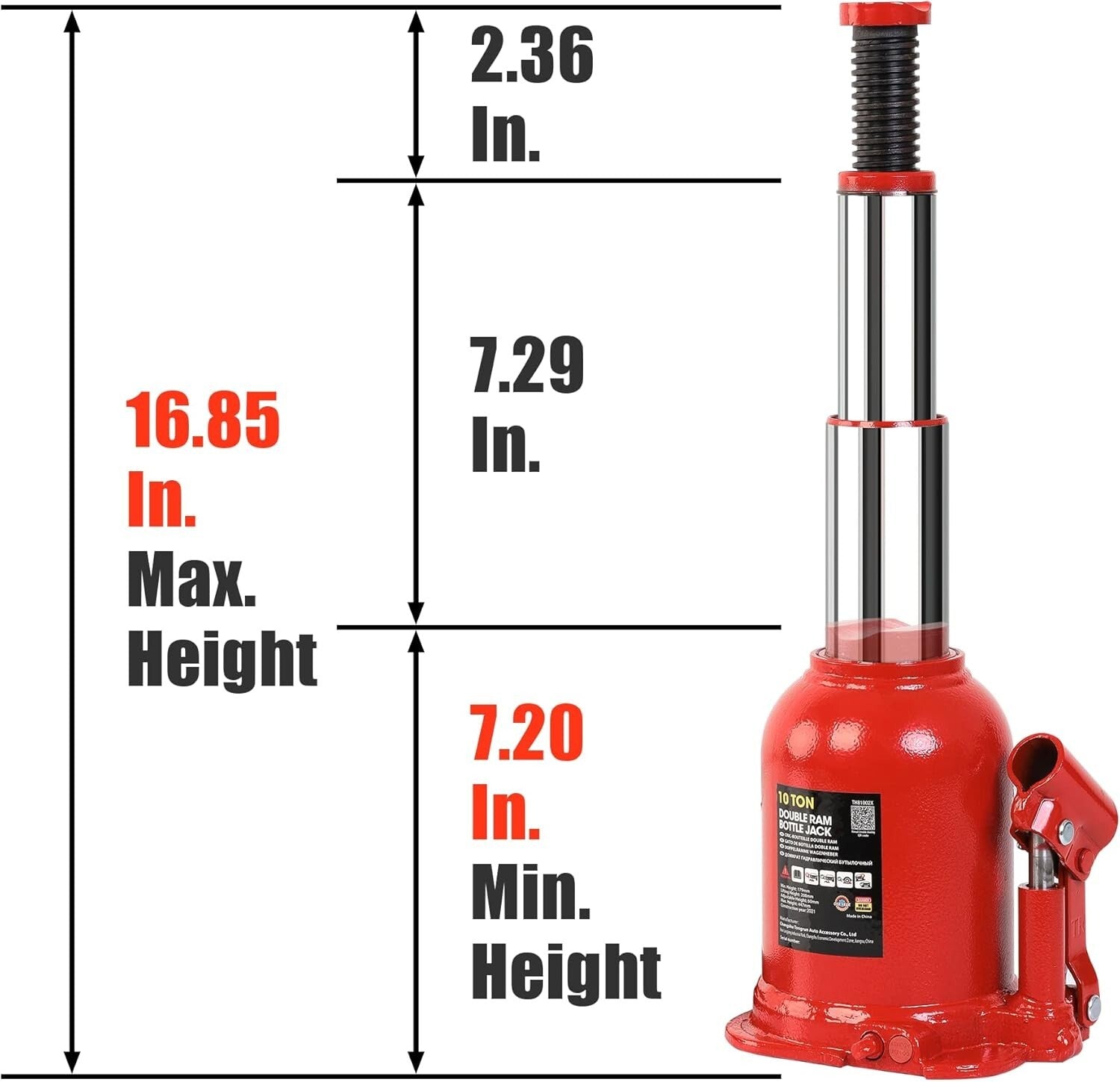 High-Capacity 10 Ton Hydraulic Jack with Adjustable Features for Auto Repairs