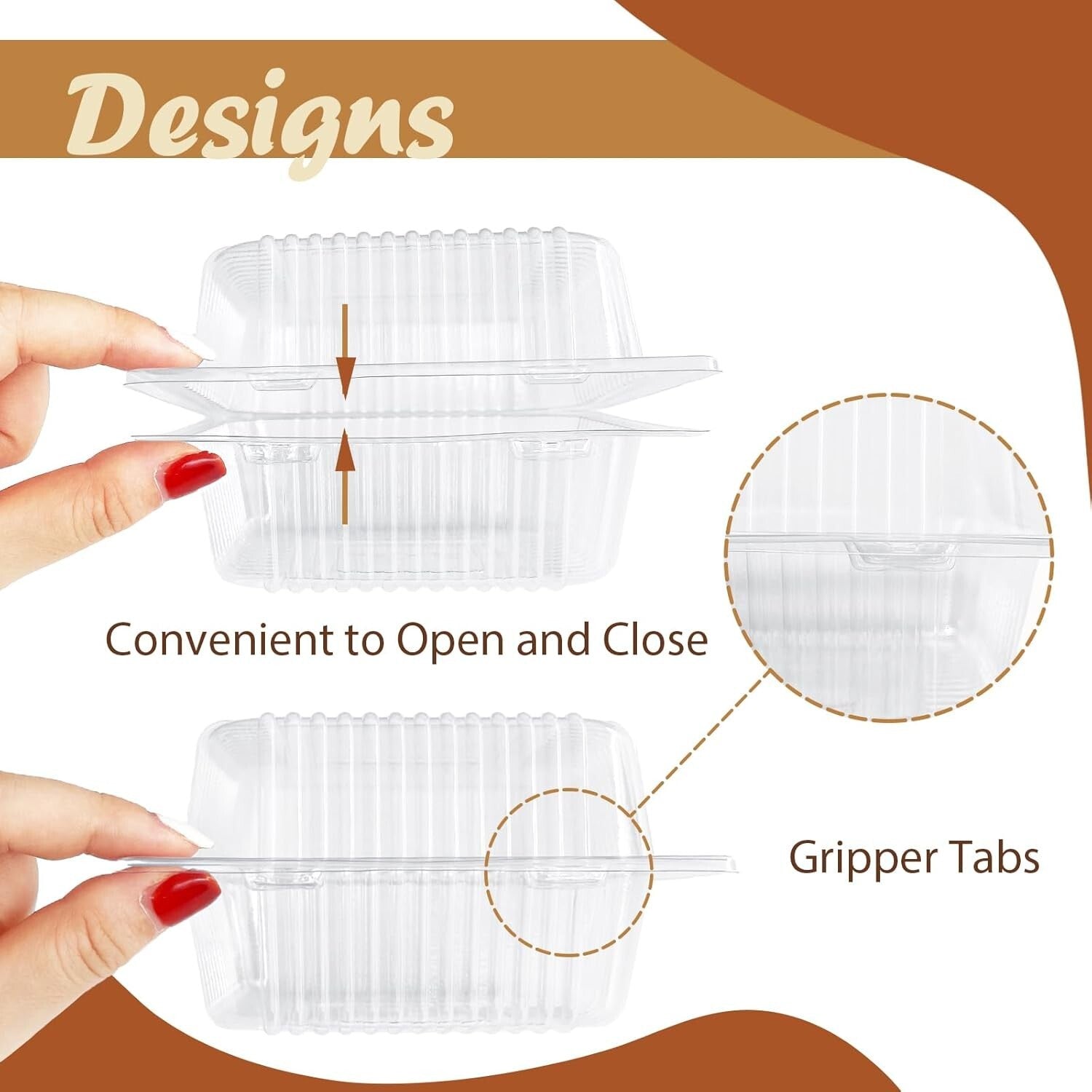 Durable 300 Pcs Hinged Takeout Containers - Lightweight & Secure Food Storage