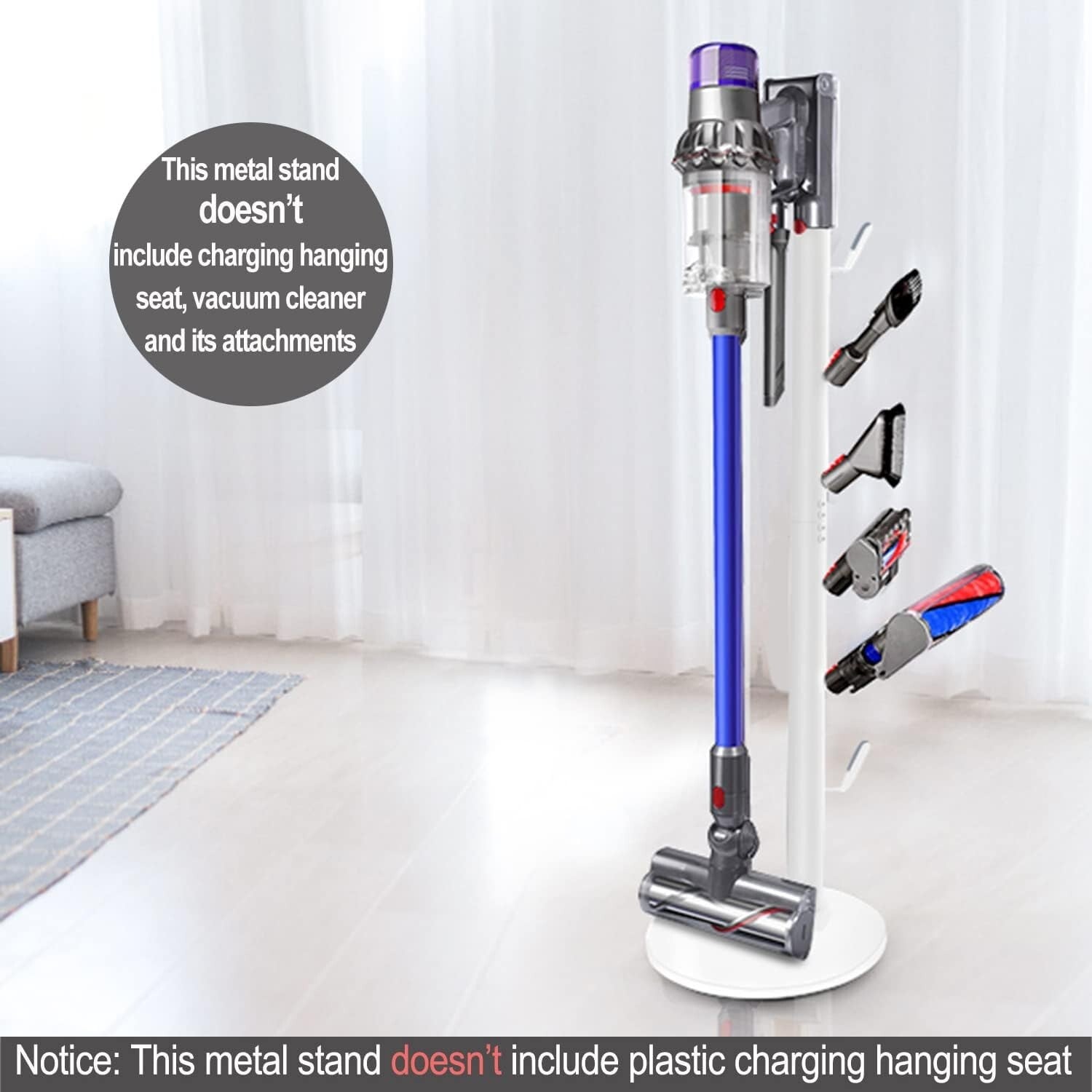 Stylish Cordless Vacuum Stand with Adjustable 6 Hooks - Fits V11, V10, V8 Models