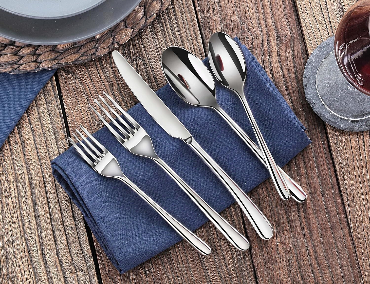 Elegant 12-Piece Stainless Steel Teaspoon Set - Classic Rain II Design