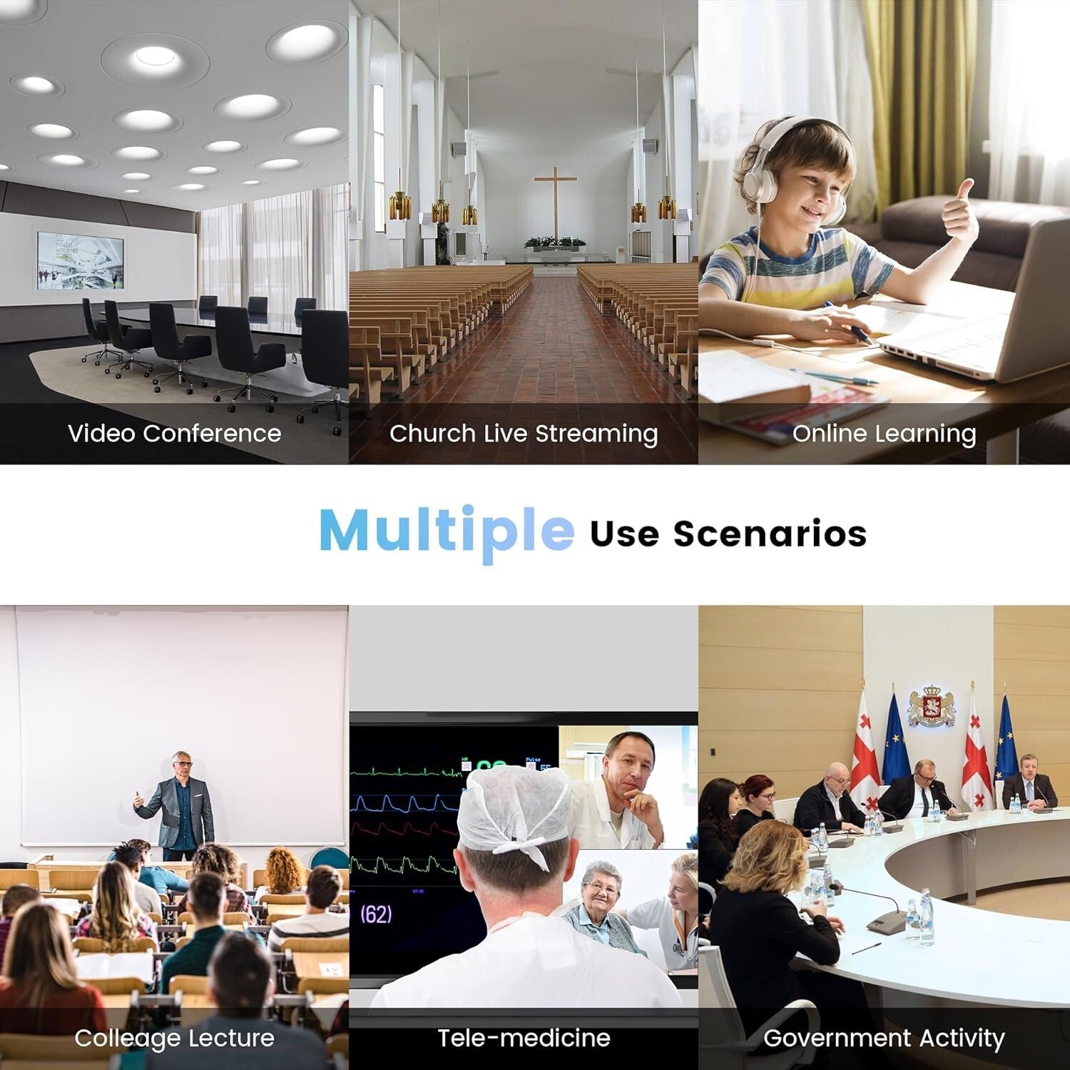 20X Optical Zoom 1080P PTZ Conference Camera System with Bluetooth Speakerphone