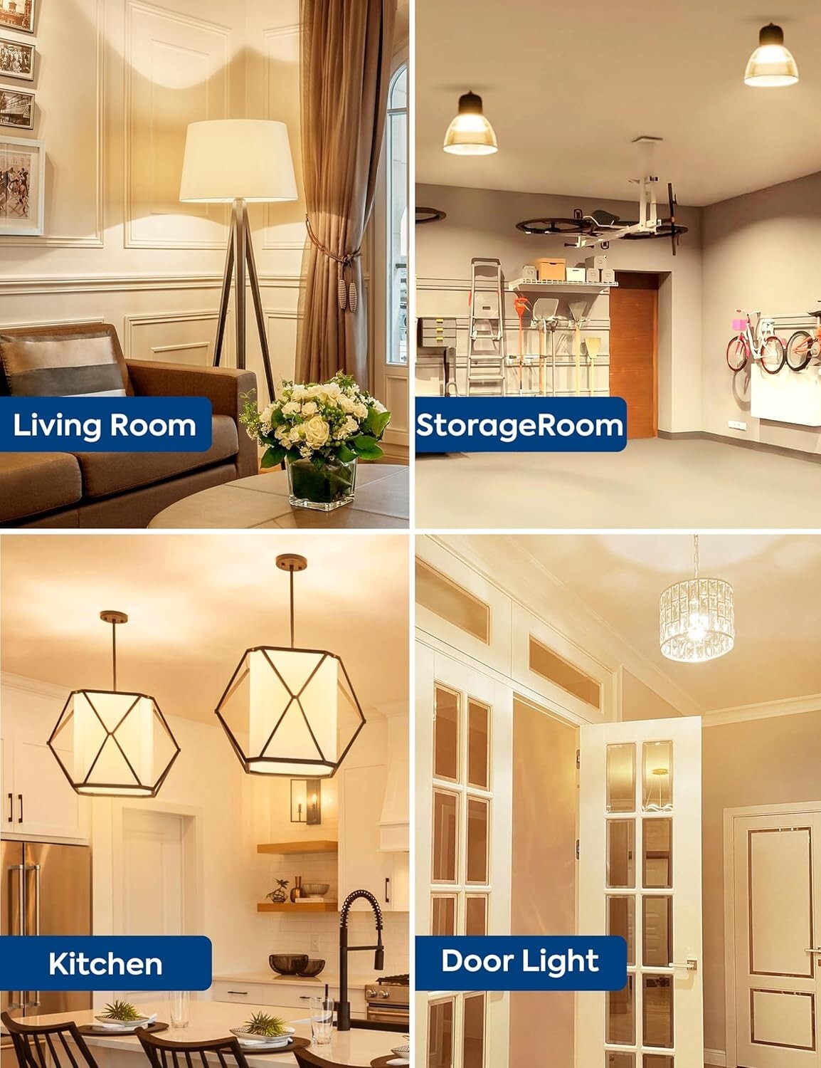 Energy-Efficient 4060LM LED Light Bulb, 33W, 3000K Warm White - Pack of 4