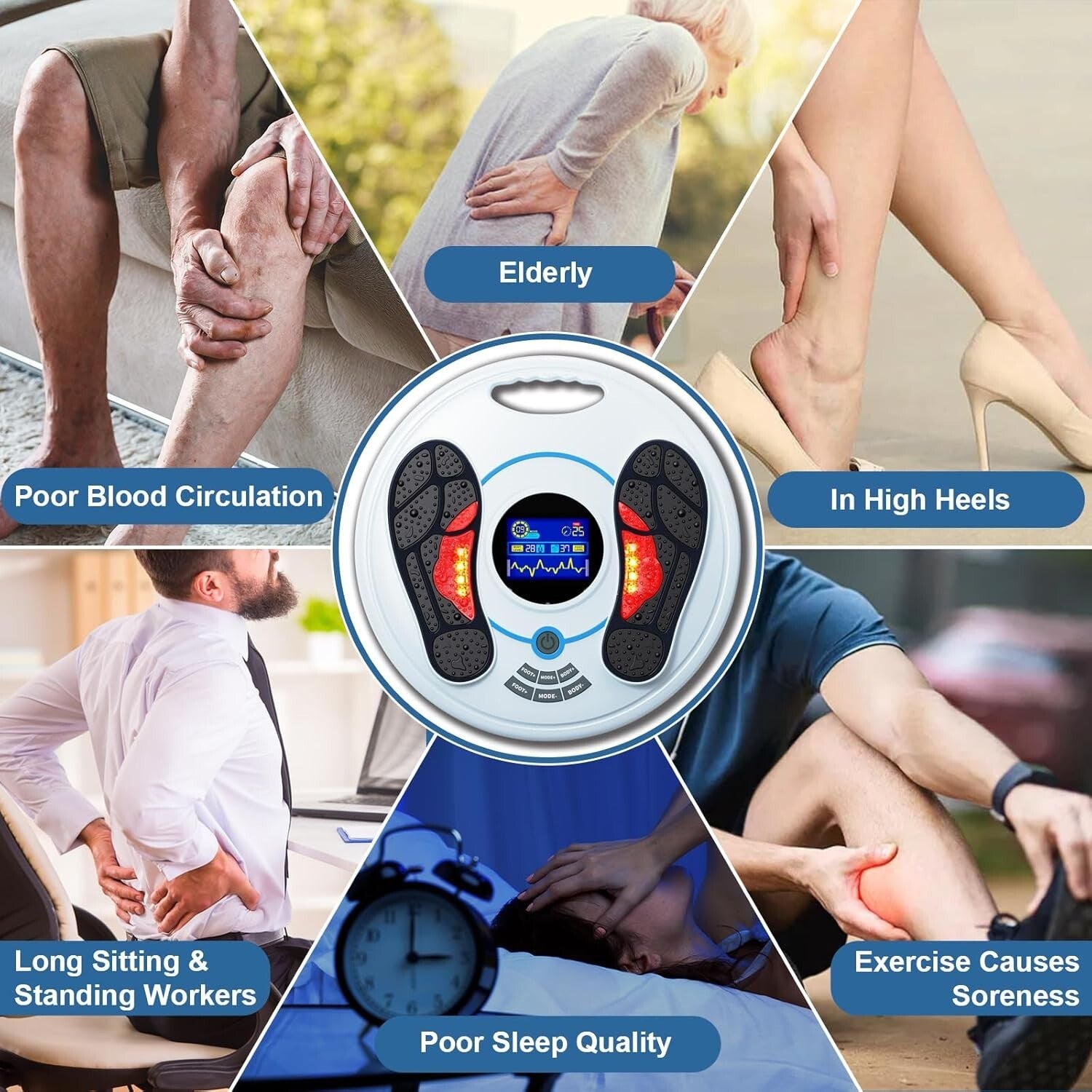 FDA Cleared Foot and Body Massager – Dual System for Pain Relief and Circulation