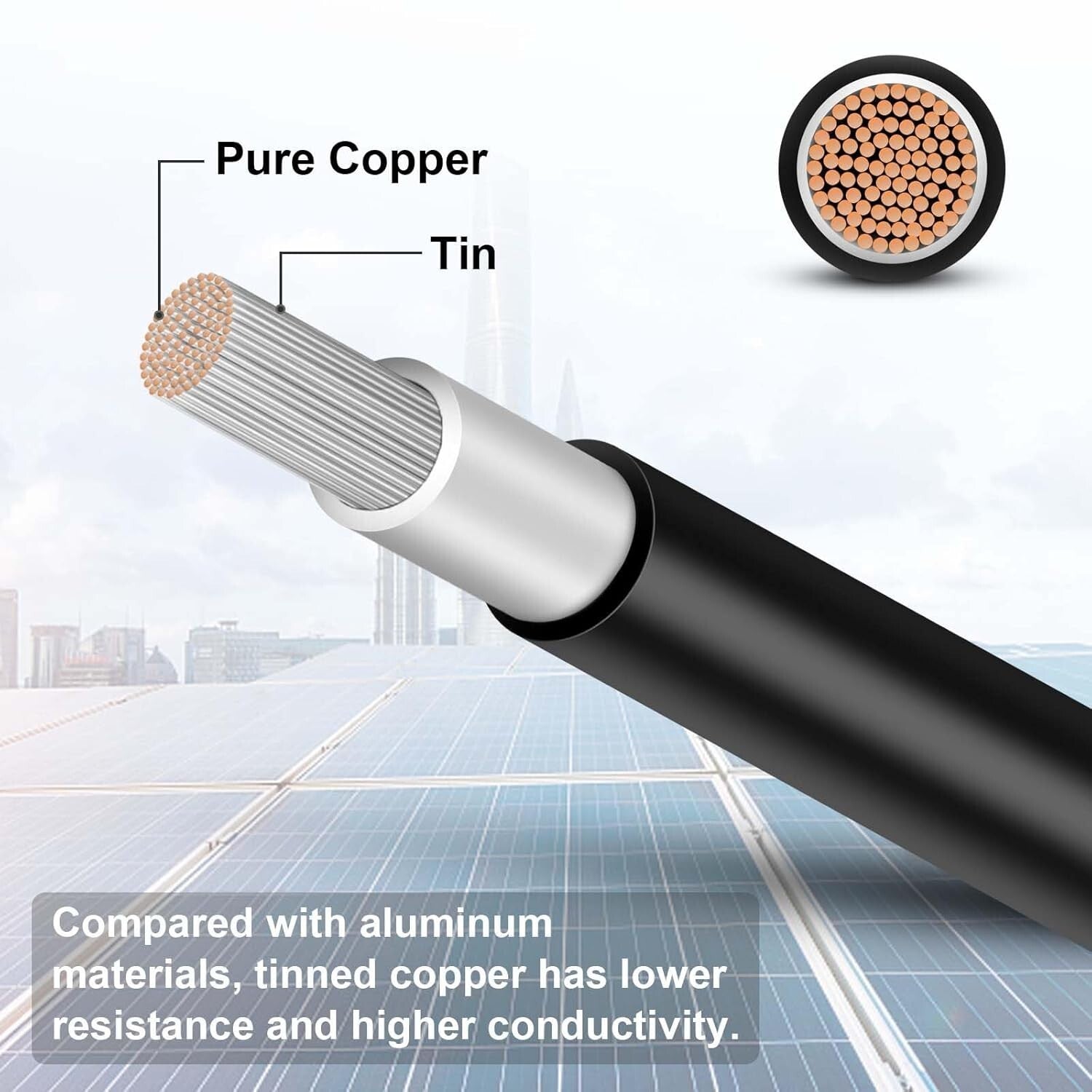 Versatile 10AWG Solar Extension Cable - 50FT with Male and Female Connectors
