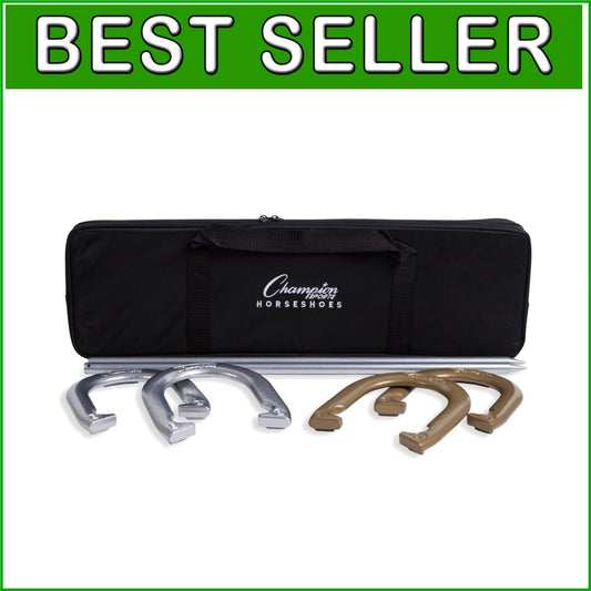 Classic Horseshoe Game Set: Four Steel Shoes and Stakes in Weather-Resistant Bag