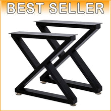 Load image into Gallery viewer, Set of 2 Heavy-Duty Z-Shape Metal Coffee Table Legs - 16 Inch Industrial Design