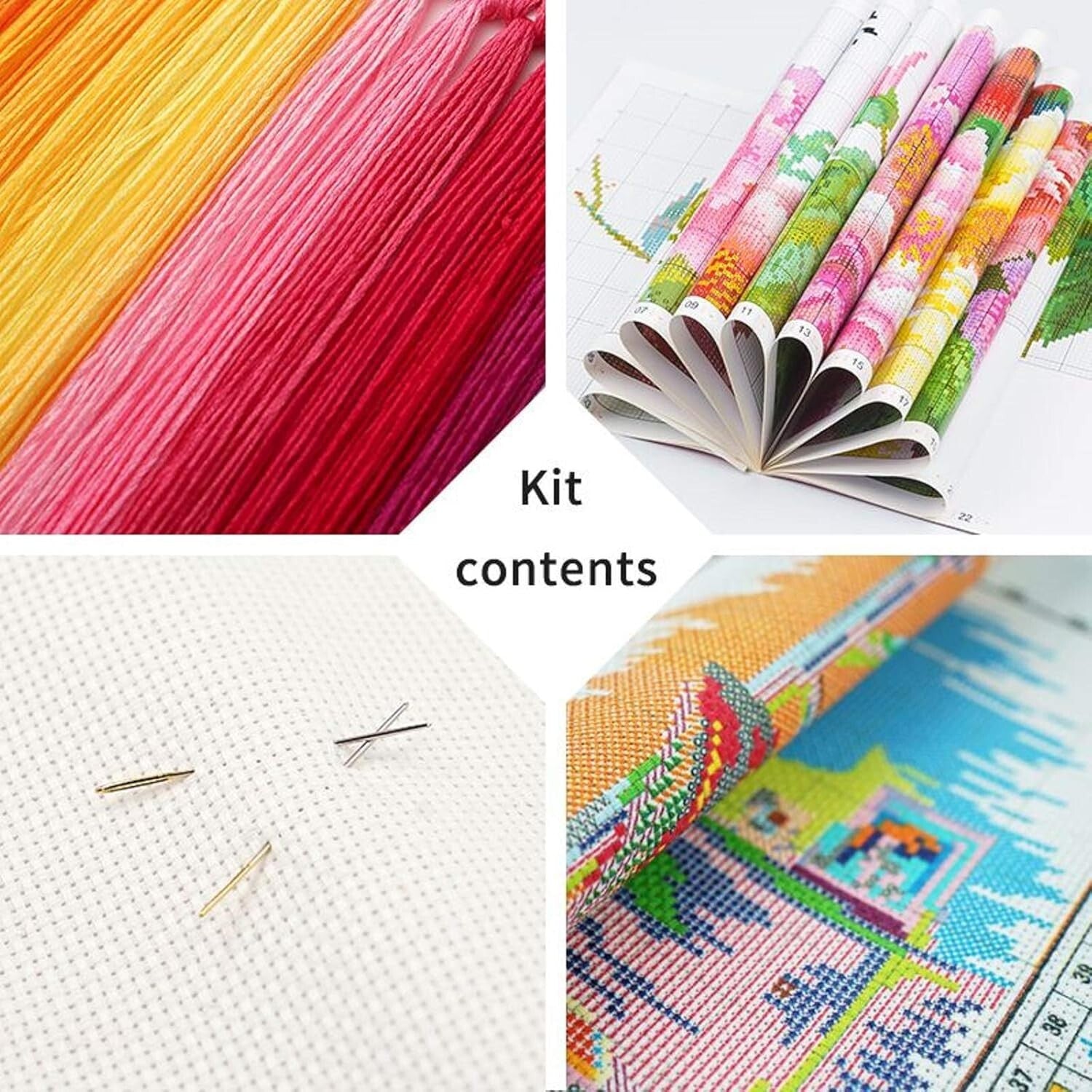 All-in-One Stamped Cross Stitch Kit - Auspicious Peacock 18x18 for Beginners