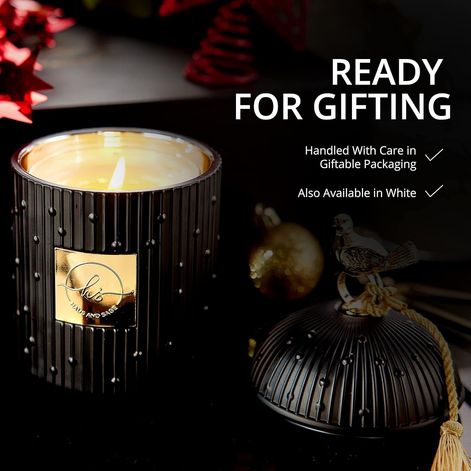 Sustainable Luxury Candle Set with Unique Black Holder - 110+ Hours of Fragrance